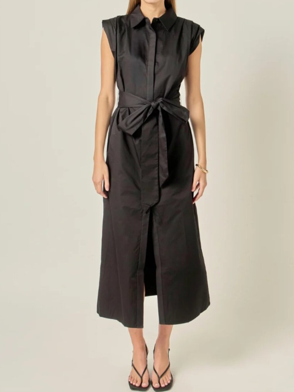 New! English Factory Sable Shoulder Pleated Button-Up Midi Cotton Dress Med. NWT